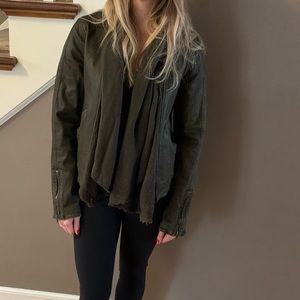 Free People Olive Denim Bomber